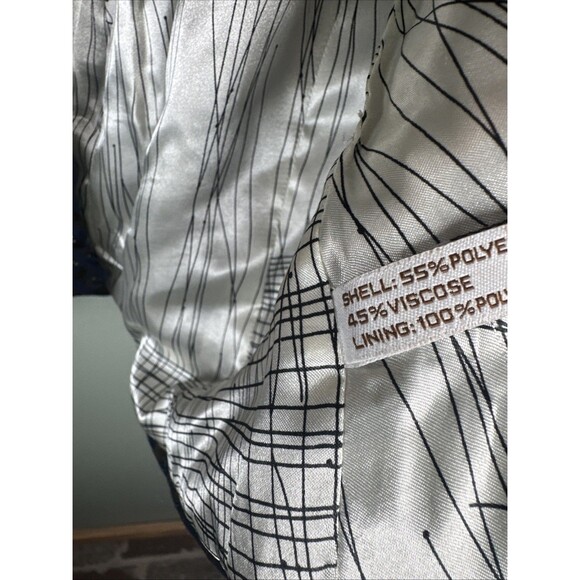 WALTER Cropped Button Tie Blazer Navy With Gold Metallic Polka Dots Women’s Sz 8 - Picture 6 of 11